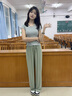 梓洛蘭ZiLuolan多巴胺穿搭女t恤2025夏季小個(gè)子設(shè)計(jì)感韓版寬松減齡套裝 白T恤+綠闊腿褲 8710# L 建議110-125斤 曬單實(shí)拍圖