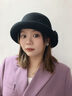 上海故事純羊毛帽子女秋冬保暖毛呢禮帽復古卷檐網(wǎng)紗緞面玫瑰圓頂帽 黑色 曬單實(shí)拍圖