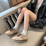 EXUELING阿甘鞋女加絨保暖2024年冬季新款百搭女鞋復(fù)古休閑棉鞋軟底德訓(xùn)鞋 粉色 37 (235mm) 曬單實(shí)拍圖