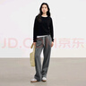 對白【加絨保暖】直筒休閑衛(wèi)褲女2024秋冬新款松緊腰寬松顯瘦褲子 深霧灰 L 曬單實拍圖