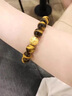 中國黃金六字真言轉運珠黃金手鏈男黑曜石手串生日生日禮物送男友 足金轉運黃虎眼石手串 曬單實(shí)拍圖
