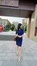 詩(shī)璐雅夏季新款高端中國風(fēng)職業(yè)連衣裙時(shí)尚休閑商務(wù)通勤修身珠寶店美容院茶藝售樓部職業(yè)裝女裝套裝工裝裙子 短藏青連衣裙 L 曬單實(shí)拍圖