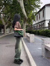 衣然呈品復(fù)古綠色牛仔褲女夏季薄款大碼胖mm直筒高腰顯瘦寬松闊腿拖地褲子 綠色 M 曬單實拍圖