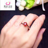 炎氏紅色寶石戒指女活口S925銀鍍玫瑰金鑲嵌天然石榴石指環(huán)簡(jiǎn)約韓版潮 寶石圓8mm 玫瑰金色 活口 曬單實(shí)拍圖