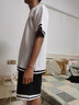 卡圖弛 港風短袖t恤男寬松套裝夏季新款韓版潮流百搭五分半袖男青少年學生運動休閑一套短褲上衣服飾男裝 白色短袖+黑色短褲 XL 曬單實拍圖