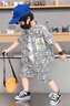 FNJ KIDS男童襯衫套裝2025夏季帥氣寶寶夏裝衣服兒童短袖兩件套薄款 淺藍色 120 （建議身高110-120cm） 曬單實拍圖