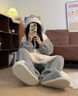 束時(shí)·創(chuàng  )漫卡通連體睡衣男女動(dòng)漫物秋冬季加厚加絨法蘭絨學(xué)生大碼家居服套裝 茶米貓連體（加厚珊瑚絨）+棉鞋 XL (160-172cm,體重60-70kg) 曬單實(shí)拍圖