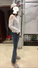 莫代爾高腰微喇牛仔褲女裝2025秋季彈力顯瘦小個(gè)子九分褲開叉喇叭長褲 [537款藍(lán)灰]九分褲 [單褲] 27 [建議90-100斤] 曬單實(shí)拍圖