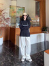 POUM休閑褲男秋季美式解構伐木褲小眾設計感運動(dòng)長(cháng)褲男款直筒褲子 ZYFS-K04白灰 XL 曬單實(shí)拍圖