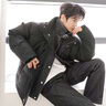 楠笙記假兩件牛仔拼接棉衣服男士冬季新款潮流寬松休閑面包服痞帥棉襖子 黑色 XL 曬單實(shí)拍圖