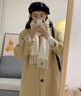 1436 ERDOS鄂爾多市特產(chǎn)羊絨圍巾女冬季白色加厚保暖純色圍脖情侶款 白色（200*70） 曬單實(shí)拍圖