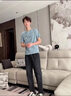 羅蒙短袖T恤男純棉寬松圓領(lǐng)涼感夏季新款青年體恤韓版潮流男士上衣服 1164D霧藍色 XL 曬單實(shí)拍圖