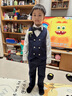 GOKU男童西套裝秋季鋼琴演出主持人西服兒童合唱服高端周歲男寶寶禮服 藍色馬甲+褲子+襯衫+領(lǐng)結(jié)胸花 120 （建議體重37-43斤） 曬單實拍圖