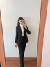 晨芙加厚加絨西裝外套女秋冬季面試正裝職業(yè)套裝大學(xué)生西服工裝工作服 黑色-加絨單西裝521 M 建議90-100斤 曬單實拍圖
