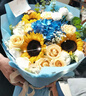 漫詩(shī)妮鮮花速遞向日葵香檳玫瑰混搭生日花束探望禮物同城配送上門(mén) 3朵向日葵8朵香檳藍色繡球 指定時(shí)間送達（咨詢(xún)客服留言） 曬單實(shí)拍圖