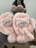 暢印七夕可愛(ài)卡通小豬毛絨手套女冬季學(xué)生保暖加絨加厚防寒凍掛繩手套 鼻涕小豬手套-粉色 曬單實(shí)拍圖