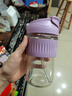 卡羅特（CaROTE）玻璃杯女咖啡杯高顏值吸管杯耐高溫杯子便攜隨行杯夏季水杯 紫色 500ML 曬單實(shí)拍圖