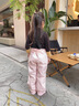 RAWRWAR2024新款兒童滑雪褲防風(fēng)保暖女童滑雪背帶褲男童單板雙板雪褲 635 粉色 M (130) 曬單實(shí)拍圖
