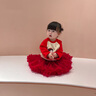 幼歌（YOUGE）女寶寶甜美蓬蓬網(wǎng)紗蛋糕裙小女孩輕盈蓬松彈力蛋糕裙潮 紅色 80 cm 曬單實(shí)拍圖