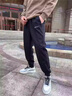 啄木鳥休閑褲男春秋季新款潮牌寬松大碼哈倫褲子男士松緊腰束腳長褲 8588黑色 XL 曬單實(shí)拍圖