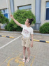 NICKYBABY女童短袖T恤露臍上衣兒童街舞夏裝大童短款修身女孩套裝純棉半袖 9937米白色 170 cm 曬單實(shí)拍圖