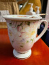 品来运陶瓷马克杯家用欧式喝水杯子带盖骨瓷咖啡杯大容量早餐牛奶杯 粉黛佳人皇室杯+勺+盖（300ml） 实拍图