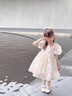 酷樂羊女童公主裙夏裝2025新款洋氣兒童碎花裙小女孩蝴蝶結泡泡袖連衣裙 圖片色 120 曬單實拍圖