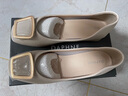 達芙妮方頭單鞋女2025春季爆款軟底通勤透氣淺口小皮鞋女一腳蹬女士單鞋 米色【3.5cm跟高】 40 曬單實(shí)拍圖