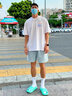 真維斯（Jeanswest）冰絲t恤男短袖夏季冰感運動(dòng)速干衣服青年男士絲光棉寬松大碼半袖  白色（色塊字胸標） XL (180) (不起球不掉色) 曬單實(shí)拍圖