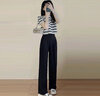 蔓爾依休閑褲女裝夏季2025新款韓版洋氣小個子顯瘦闊腿褲學(xué)院風(fēng)時尚套裝 條紋上衣+褲子 XL 曬單實拍圖
