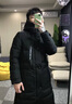 雅鹿中長款羽絨服男士冬季外套休閑連帽上衣防風(fēng)保暖衣服男裝 黑色 XL /180【135-155斤】 曬單實拍圖