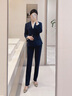 普妮姿藏青色西裝外套女春秋季ol通勤氣質(zhì)正裝工作服高端女神范職業(yè)套裝 【長袖】單件藏青色西裝 L 曬單實(shí)拍圖