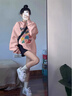 LDBE重磅粉色無帽衛(wèi)衣女秋冬加絨加厚寬松圓領(lǐng)oversize長袖慵懶風(fēng)上衣 粉色【春秋薄款】 L（95-110斤） 曬單實拍圖