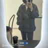 MO&Co.大衣綿羊毛山羊絨毛呢風(fēng)衣式廓形外套翻領(lǐng)附腰帶摩安珂 黑色 S 160 曬單實拍圖