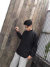 西域駱駝（VANCAMEL）襯衫男長袖襯衣男士寬松休閑男裝上衣韓版純色衣服 深灰 L 曬單實拍圖