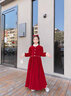 小咔衣濃女童晚禮服小主持人長(cháng)袖冬季紅色公主長(cháng)裙兒童高端鋼琴演奏演出服 紅色絲絨長(cháng)裙+蝴蝶結 160 曬單實(shí)拍圖