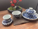 薈云軒青花陶瓷功夫三才蓋碗茶杯茶碗家用品茗杯主人杯蓋置壺承五件套裝 一路連科清和盤五件套 曬單實(shí)拍圖