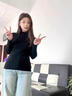 鉑吶苓打底衫半高領(lǐng)女春秋季毛衣針織衫長(zhǎng)袖上衣修身顯瘦內(nèi)搭純色百搭 打底衫【蕾絲花邊領(lǐng)-黑】 均碼 【80-120】斤 曬單實(shí)拍圖