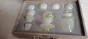 石茗堂官方品牌禮盒琉璃功夫茶具泡茶套裝白玉瓷蓋碗套組辦公送禮高檔級(jí) 水墨綠-琉璃套裝 曬單實(shí)拍圖