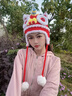 溪谷幽幽春晚同款手工紅色老虎頭帽子女款秋冬季2024毛線(xiàn)帽新年兒童醒獅帽 成人款（中國風(fēng)） 均碼（親子款) 曬單實(shí)拍圖