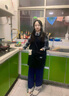 凱柚日系可愛小熊長袖圍裙女廚房家用做飯防油防污罩衣家務(wù)圍腰工作服 小熊無袖罩衣-黑 曬單實(shí)拍圖