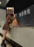 紫涵（ZIHAN）春季學(xué)院西裝兩件套女減齡JK百搭西服百褶裙套裝制服 茶色 M 曬單實(shí)拍圖