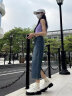 啟動引擎高腰開叉牛仔半身裙女2025年新款夏季小個子a字半裙復古包臀長裙 懷舊藍 M 曬單實拍圖