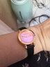艾曼寧（AIMANNING） 雙歷鋼帶女士手表星期日歷女學(xué)生ins風(fēng)韓版時(shí)尚防水學(xué)女表石英表 玫粉金表盤(pán)—皮帶 曬單實(shí)拍圖