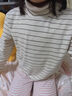 papa爬爬秋冬兒童高領(lǐng)波波絨打底衫條紋洋氣保暖男女寶寶長袖上衣 米白-翻高領(lǐng) 90 cm 曬單實(shí)拍圖