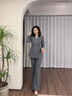 AD拼色西裝外套輕奢職場(chǎng)女裝秋冬新款小西裝套裝灰色職業(yè)裝 灰色西裝 S 曬單實(shí)拍圖