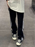 7家優(yōu)品 休閑褲男士夏季款cleanfit潮牌條紋寬松運動(dòng)直筒衛長(cháng)褲子男 BSBZ-B45黑色 XL 曬單實(shí)拍圖