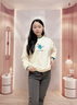 千語(yǔ)淇 刺繡長(cháng)袖t恤女裝2025新款寬松顯瘦衛衣百搭減齡打底衫春秋季上衣 杏色 L 建議100-115斤 曬單實(shí)拍圖