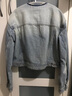 MO&Co.秋剪口無(wú)領(lǐng)短款棉質(zhì)牛仔夾克外套MBD3JKT003摩安珂 牛仔淺藍色 S 160 曬單實(shí)拍圖