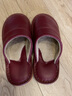 哲燁牛皮棉拖鞋女士秋冬季家用室內地板厚底家居冬天毛毛絨保暖皮面男 醬紅 37-38 (240mm) 加大碼選 曬單實(shí)拍圖
